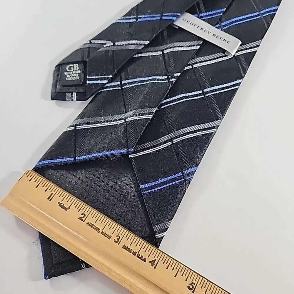 Geoffery Beene Blue Striped Silk Tie Necktie - Like New